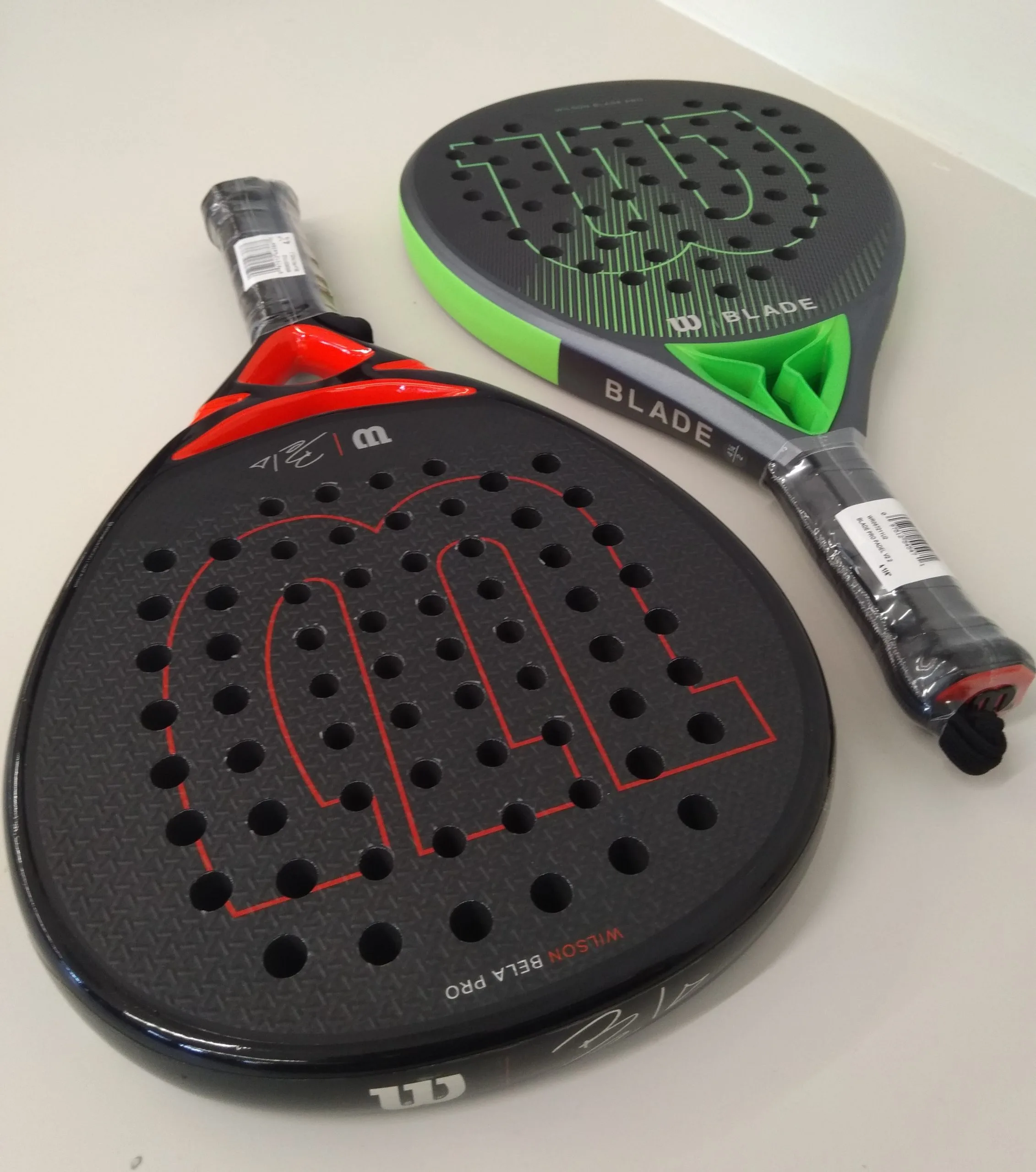 Wilson padel rackets showing the solid perforated face design